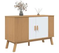 Tomostar Buffet, Meuble de Rangement Armoire de Cuisine Olden Blanc et Marron 114x43x73,5 cm Bois Massif de pin