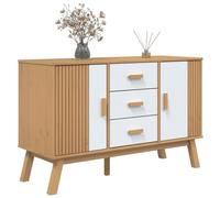 Tomostar Buffet, Meuble de Rangement Armoire de Cuisine Olden Blanc et Marron 114x43x73,5 cm Bois Massif de pin