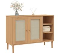 Tomostar Buffet, Meuble de Rangement Armoire de Cuisine SENJA Aspect rotin Marron 112x40x80cm Bois Massif de pin