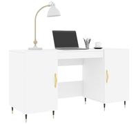 Tomostar Bureau d'ordinateur, Bureau avec Rangement Table Informatique Table d'ordinateur Blanc 140x50x75 cm Bois d'ingénierie