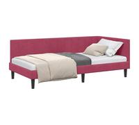 Tomostar Cadre de lit d'angle, Lit Simple Banquette avec Sommier à Lattes Canapé lit en L pour Salon Bureau Appartement Bordeaux 100 cmx200 cm Velours