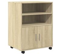 Tomostar Caisson Bureau Mobile, Meuble Rangement Bureau sur roulettes Armoire à roulettes chêne Sonoma 60x48x81 cm Bois d'ingénierie