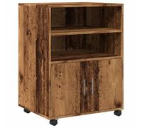 Tomostar Caisson Bureau Mobile, Meuble Rangement Bureau sur roulettes Armoire à roulettes Vieux Bois 60x48x81 cm Bois d'ingénierie