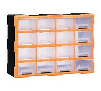 Tomostar Casier à Vis Plastique, Boîte à Outils Armoire à Outils Casier de Rangement Organisateur Multi-tiroirs avec 16 tiroirs centraux 52x16x37 cm