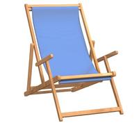 Tomostar Chaise Longue Pliante en Bois, Bain de Soleil Transat Chilienne Bois de Teck Solide Bleu
