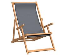 Tomostar Chaise Longue Pliante en Bois, Bain de Soleil Transat Chilienne Bois de Teck Solide Gris
