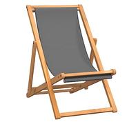 Tomostar Chaise Longue Pliante en Bois, Bain de Soleil Transat Chilienne Bois de Teck Solide Gris