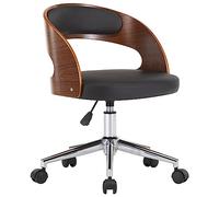 Tomostar Chaise Pivotante Salle à Manger, Chaise de Bureau Salon Noir Bois courbé et Similicuir