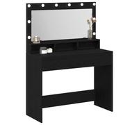 Tomostar Coiffeuse avec Miroir et Lumières, Table de Maquillage Meuble Chambre avec étagère Chêne Noir 100 x 41 x 135 cm