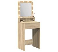 Tomostar Coiffeuse avec Miroir et Lumières, Table de Maquillage Meuble Chambre avec étagère Chêne Sonoma 50 x 41 x 135 cm