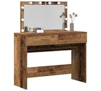 Tomostar Coiffeuse avec Miroir et Lumières, Table de Maquillage Meuble Chambre avec tiroir Bois Ancien 100 x 40 x 120 cm