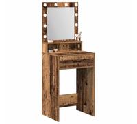 Tomostar Coiffeuse avec Miroir et Lumières, Table de Maquillage Meuble Chambre avec tiroir Bois Ancien 50 x 41 x 135 cm