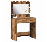 Tomostar Coiffeuse avec Miroir et Lumières, Table de Maquillage Meuble Chambre avec tiroir Bois Ancien 78,5 x 41 x 135 cm