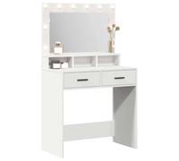 Tomostar Coiffeuse avec Miroir et Lumières, Table de Maquillage Meuble Chambre Blanc 79 x 41 x 135 cm Bois d'ingénierie