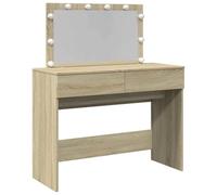Tomostar Coiffeuse avec Miroir et Lumières, Table de Maquillage Meuble Chambre chêne Sonoma 100x40x120 cm