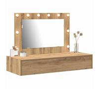 Tomostar Coiffeuse Murale avec Miroir et Lumières, Table de Maquillage Suspendue avec Tiroir Table de Toilette Murale Marron 100 x 40 x 70 cm Bois d'ingénierie