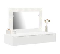 Tomostar Coiffeuse Murale avec Miroir et Lumières, Table de Maquillage Suspendue avec Tiroir Table de Toilette Murale Blanc 100 x 40 x 70 cm Bois d'ingénierie