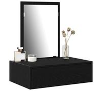 Tomostar Coiffeuse Murale avec Miroir, Table de Maquillage Suspendue avec Tiroir Table de Toilette Murale Noir 60 x 40 x 70 cm Bois d'ingénierie