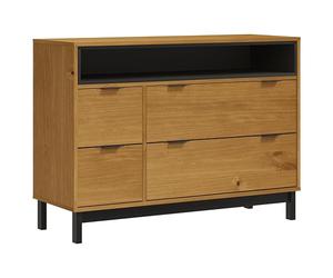 Tomostar Commode 4 Tiroirs, Commode Chambre Meuble de Rangement Chest of Drawers FLAM 110x40x80 cm Bois de pin Massif