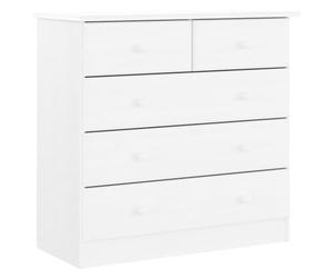 Tomostar Commode 5 Tiroirs, Commode Chambre Meuble de Rangement Chest of Drawers Alta Blanc 77x35x73 cm Bois Massif de pin