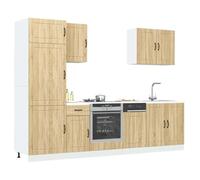 Tomostar Cuisine Complète 285 cm sans Plan de Travail, Mueble de Cuisine Complete Ensemble d'armoires de Cuisine 7 pcs Lucca Bois d'ingénierie