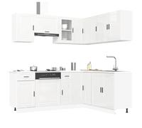 Tomostar Cuisine Complète d'angle sans Plan de Travail, Mueble de Cuisine Complete Ensemble d'armoires de Cuisine 11 pcs Porto Bois d'ingénierie