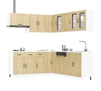 Tomostar Cuisine Complète d'angle sans Plan de Travail, Mueble de Cuisine Complete Ensemble d'armoires de Cuisine 11 pcs Lucca Bois d'ingénierie