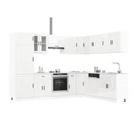 Tomostar Cuisine Complète d'angle sans Plan de Travail, Mueble de Cuisine Complete Ensemble d'armoires de Cuisine 14 pcs Porto Bois d'ingénierie