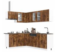 Tomostar Cuisine Complète d'angle sans Plan de Travail, Mueble de Cuisine Complete Ensemble d'armoires de Cuisine 11 pcs Porto Bois d'ingénierie