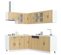 Tomostar Cuisine Complète d'angle sans Plan de Travail, Mueble de Cuisine Complete Ensemble d'armoires de Cuisine 11 pcs Kalmar Bois d'ingénierie