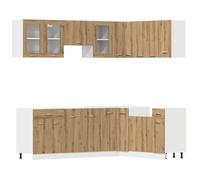 Tomostar Cuisine Complète d'angle sans Plan de Travail, Mueble de Cuisine Complete Ensemble d'armoires de Cuisine 11 pcs chêne Artisanal