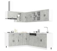 Tomostar Cuisine Complète d'angle sans Plan de Travail, Mueble de Cuisine Complete Ensemble d'armoires de Cuisine 11 pcs Porto Bois d'ingénierie