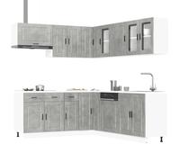 Tomostar Cuisine Complète d'angle sans Plan de Travail, Mueble de Cuisine Complete Ensemble d'armoires de Cuisine 11 pcs Porto Bois d'ingénierie