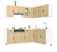 Tomostar Cuisine Complète d'angle sans Plan de Travail, Mueble de Cuisine Complete Ensemble d'armoires de Cuisine 11 pcs Lucca Bois d'ingénierie