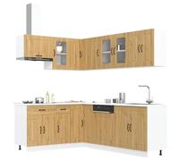 Tomostar Cuisine Complète d'angle sans Plan de Travail, Mueble de Cuisine Complete Ensemble d'armoires de Cuisine 11 pcs Kalmar Bois d'ingénierie