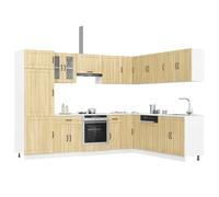 Tomostar Cuisine Complète d'angle sans Plan de Travail, Mueble de Cuisine Complete Ensemble d'armoires de Cuisine 14 pcs Lucca Bois d'ingénierie