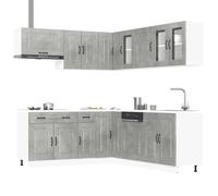 Tomostar Cuisine Complète d'angle sans Plan de Travail, Mueble de Cuisine Complete Ensemble d'armoires de Cuisine 11 pcs Kalmar Bois d'ingénierie