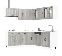 Tomostar Cuisine Complète d'angle sans Plan de Travail, Mueble de Cuisine Complete Ensemble d'armoires de Cuisine 11 pcs Lucca Bois d'ingénierie