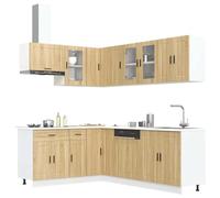 Tomostar Cuisine Complète d'angle sans Plan de Travail, Mueble de Cuisine Complete Ensemble d'armoires de Cuisine 11 pcs Porto Bois d'ingénierie