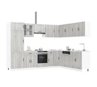 Tomostar Cuisine Complète d'angle sans Plan de Travail, Mueble de Cuisine Complete Ensemble d'armoires de Cuisine 14 pcs Lucca Bois d'ingénierie