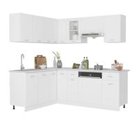 Tomostar Cuisine Complète d'angle sans Plan de Travail, Mueble de Cuisine Complete Ensemble de Meubles de Cuisine 11 pcs Blanc Aggloméré