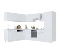 Tomostar Cuisine Complète d'angle sans Plan de Travail, Mueble de Cuisine Complete Ensemble de Meubles de Cuisine 14 pcs Blanc Aggloméré