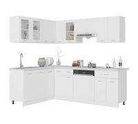 Tomostar Cuisine Complète d'angle sans Plan de Travail, Mueble de Cuisine Complete Ensemble de Meubles de Cuisine 11 pcs Blanc Aggloméré