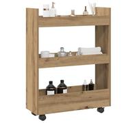 Tomostar Desserte de Cuisine, Desserte Étroite Chariot de Rangement à roulettes étroit 3 Niveaux 60 x 22 x 80 cm chêne Artisanal