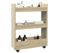 Tomostar Desserte de Cuisine, Desserte Étroite Chariot de Rangement à roulettes étroit 3 Niveaux 60 x 22 x 80 cm chêne Sonoma