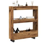 Tomostar Desserte de Cuisine, Desserte Étroite Chariot de Rangement à roulettes étroit 3 Niveaux 60 x 18 x 70 cm Vieux Bois