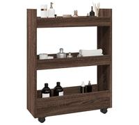 Tomostar Desserte de Cuisine, Desserte Étroite Chariot de Rangement à roulettes étroit 3 Niveaux 60 x 22 x 80 cm chêne Marron