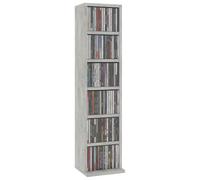 Tomostar Étagère Colonne à CD/DVD, Meuble de Rangement CD et DVD Armoire à CD Étagère Bibliothèque Gris béton 21x20x88 cm Bois d'ingénierie