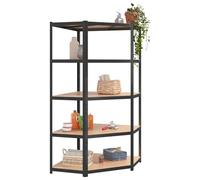 Tomostar Etagère d'angle Charge Lourde, Étagère Rayonnage de Garage en Métal Meuble de Rangement Atelier Cave 5 Niveaux Gris Acier et Bois d'ingénierie 90x90x180 cm
