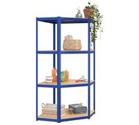 Tomostar Etagère d'angle Charge Lourde, Étagère Rayonnage de Garage en Métal Meuble de Rangement Atelier Cave à 4 Niveaux Bleu Acier et Bois d'ingénierie 75x75x160 cm